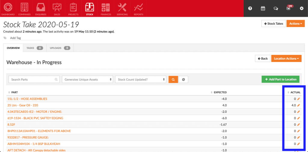 Flowlens Stock Take software for inventory management in MRP system