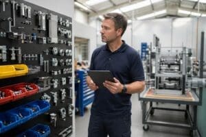 inventory manager doing stock take in a sme manufacturing business